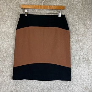 Willi Smith Skirt Womens 6 Black Tan Wool Blend Pencil Lined Button Front- 9061*